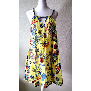 Anthropologie x Vanessa Virginia Halter Dress Sz 2 Floral Sundress‎ Yellow Strap